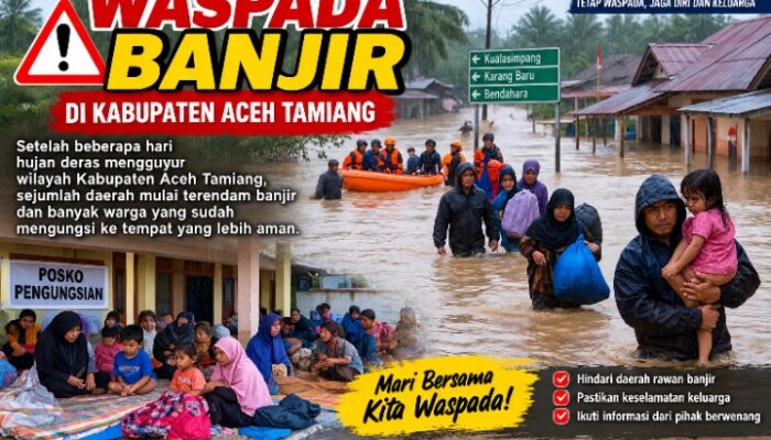 Akibat Hujan Beberapa Hari Terakhir, 1.128 Warga Aceh Tamiang Mengungsi